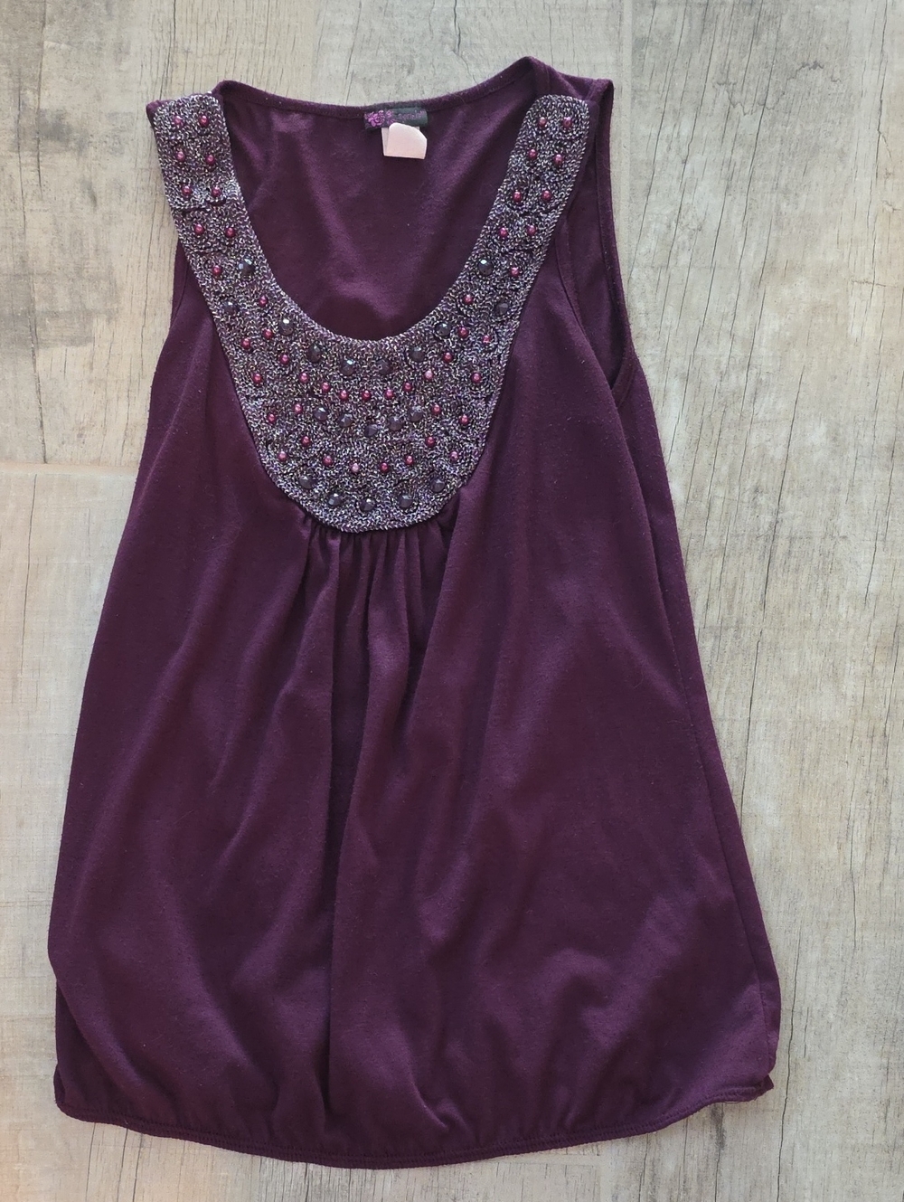 Agenda Embellished Scoop-Neck Tank in Plum